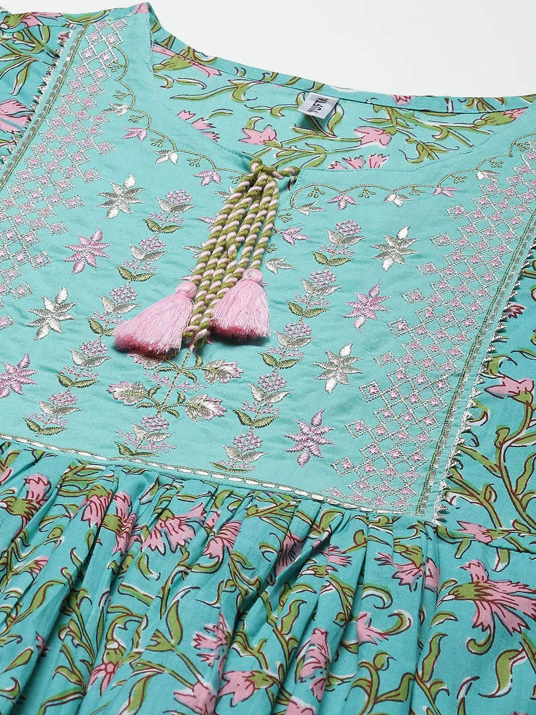Women Sea Green Cotton Dress