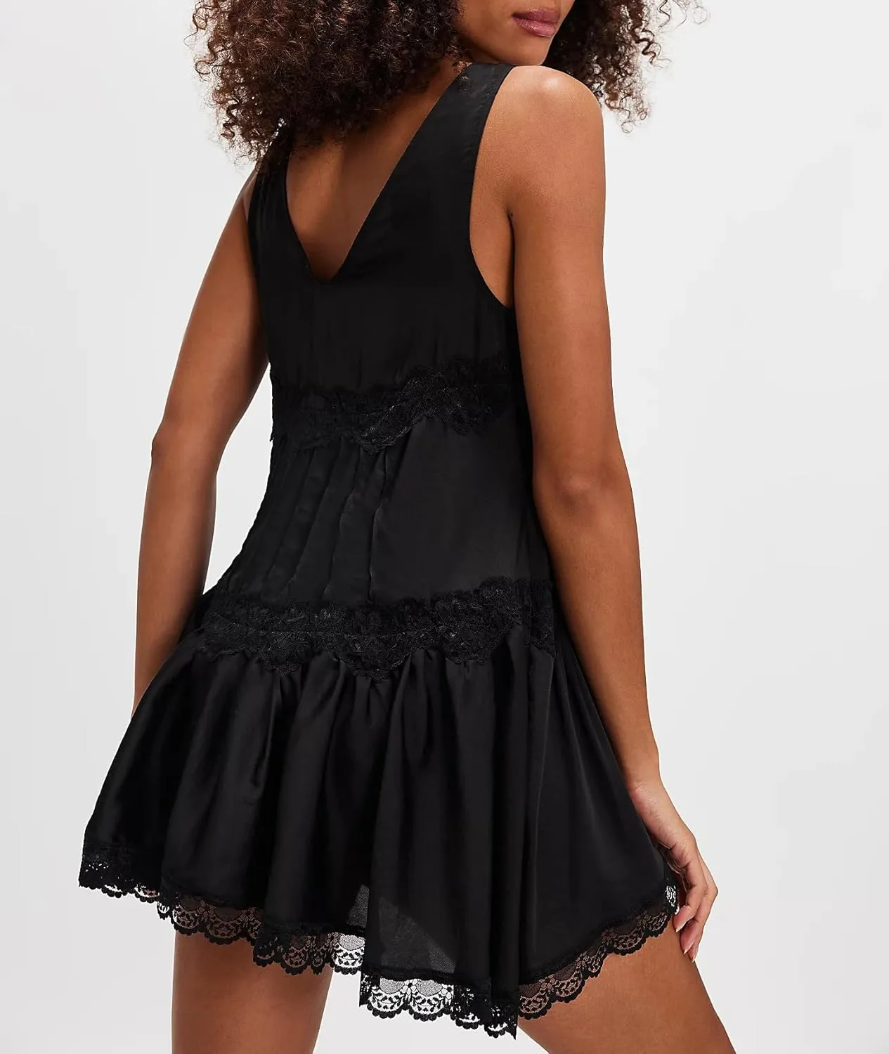 Women Y2k Slip Lace Mini Dress Summer Going Out Boho Sleeveless Drop Waist Ruffle Hem Swing Flowy Short Tunic Dress