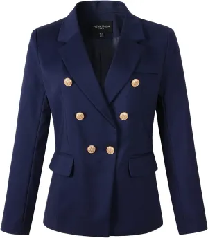 Womens Double Breasted Blazer Ladies Jacket Work Suit