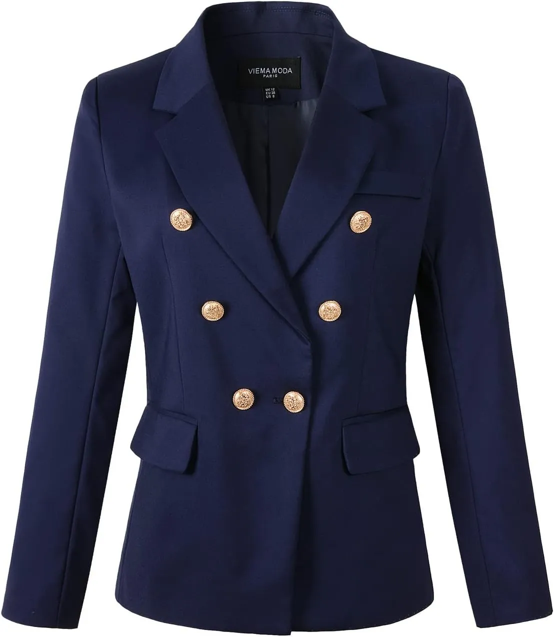 Womens Double Breasted Blazer Ladies Jacket Work Suit