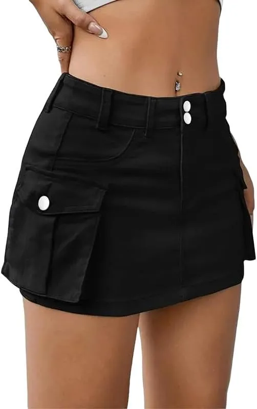 Y2k Low Waist Jeans Skirts for Women E Girls 90s Streetwear Patchwork A-line Skirts Harajuku Wrap Short Skirt