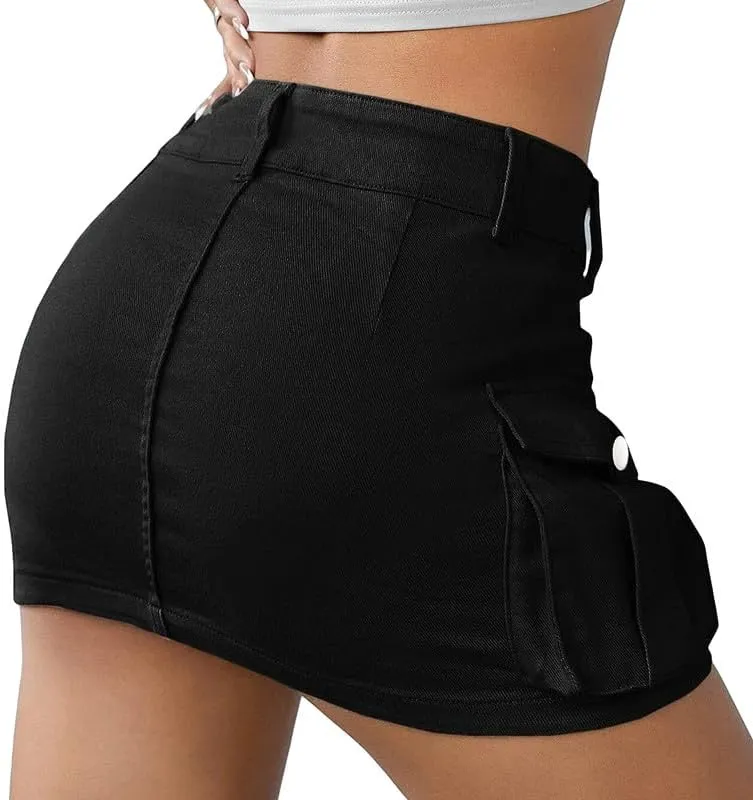 Y2k Low Waist Jeans Skirts for Women E Girls 90s Streetwear Patchwork A-line Skirts Harajuku Wrap Short Skirt