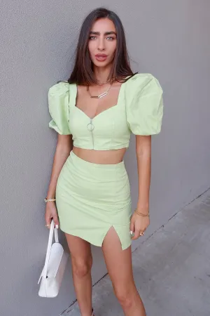 Yulia retro green skirt